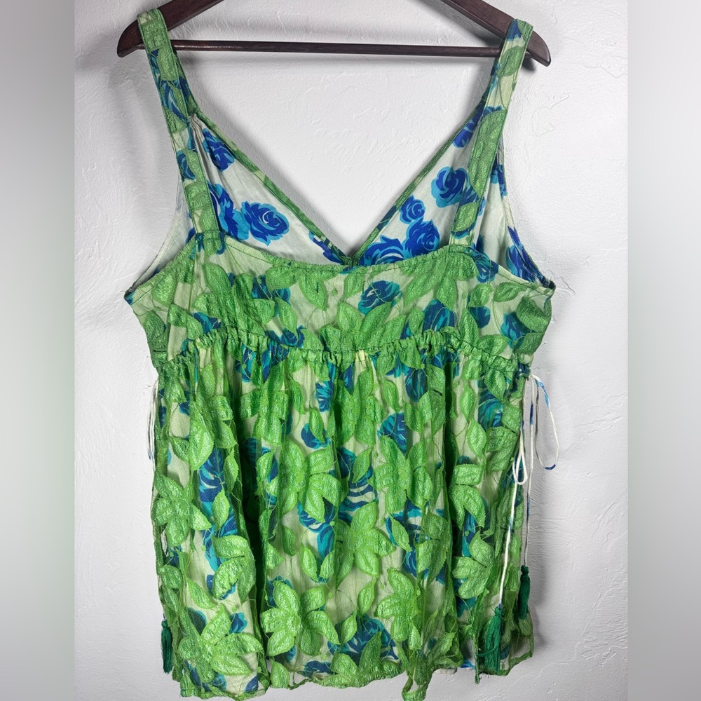 Lane Bryant Green Blue Leaf Print Camisole - Picture 2 of 9
